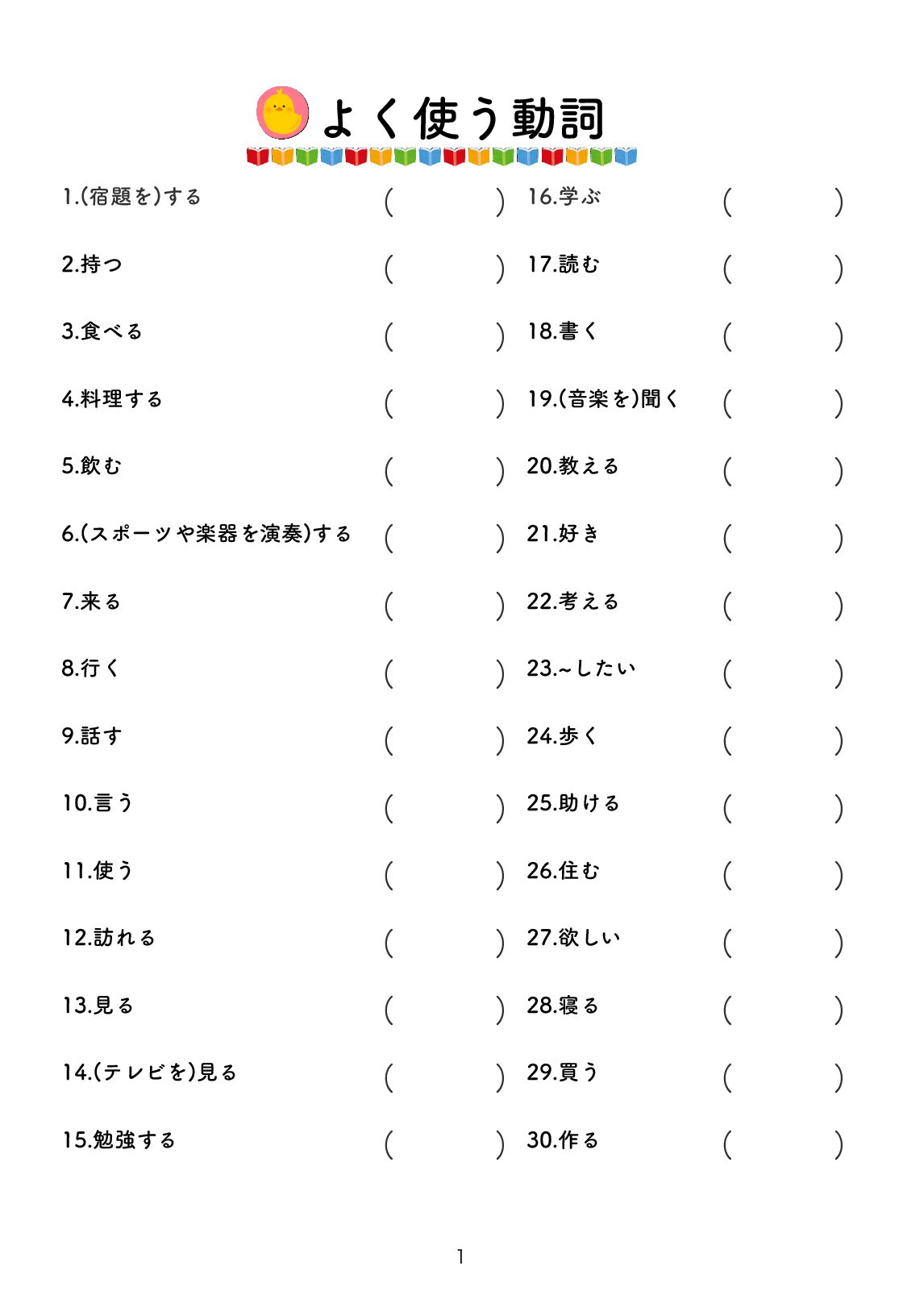 中学校頻出動詞確認プリント まなぽん